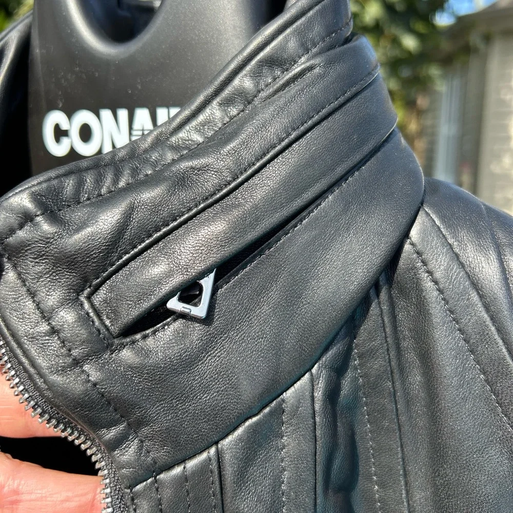 RUDSAK Quilted Black Real Leather Jacket (High collar hidden hood) - Picture 11 of 15